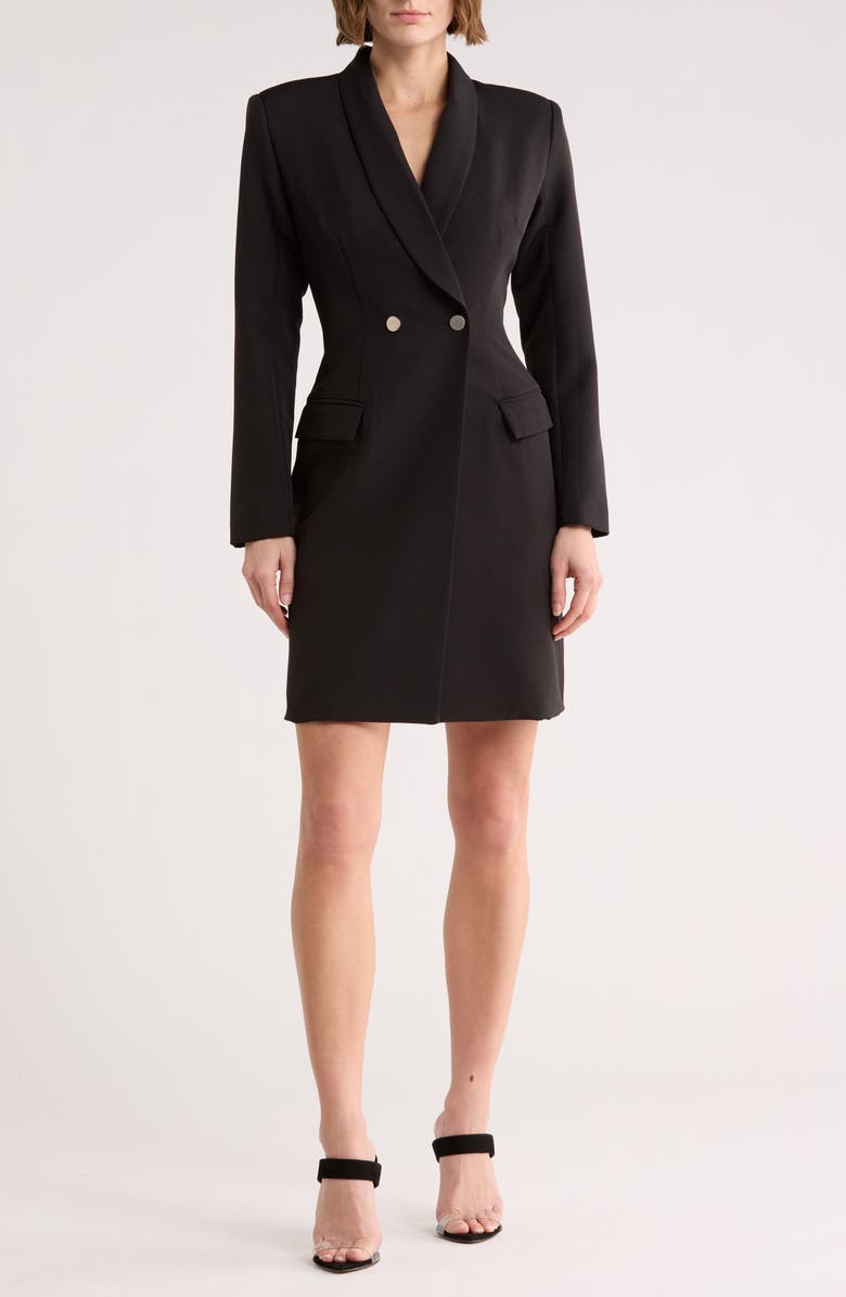 AREA STARS Evangelista Long Sleeve Blazer Dress, Main, color, Black