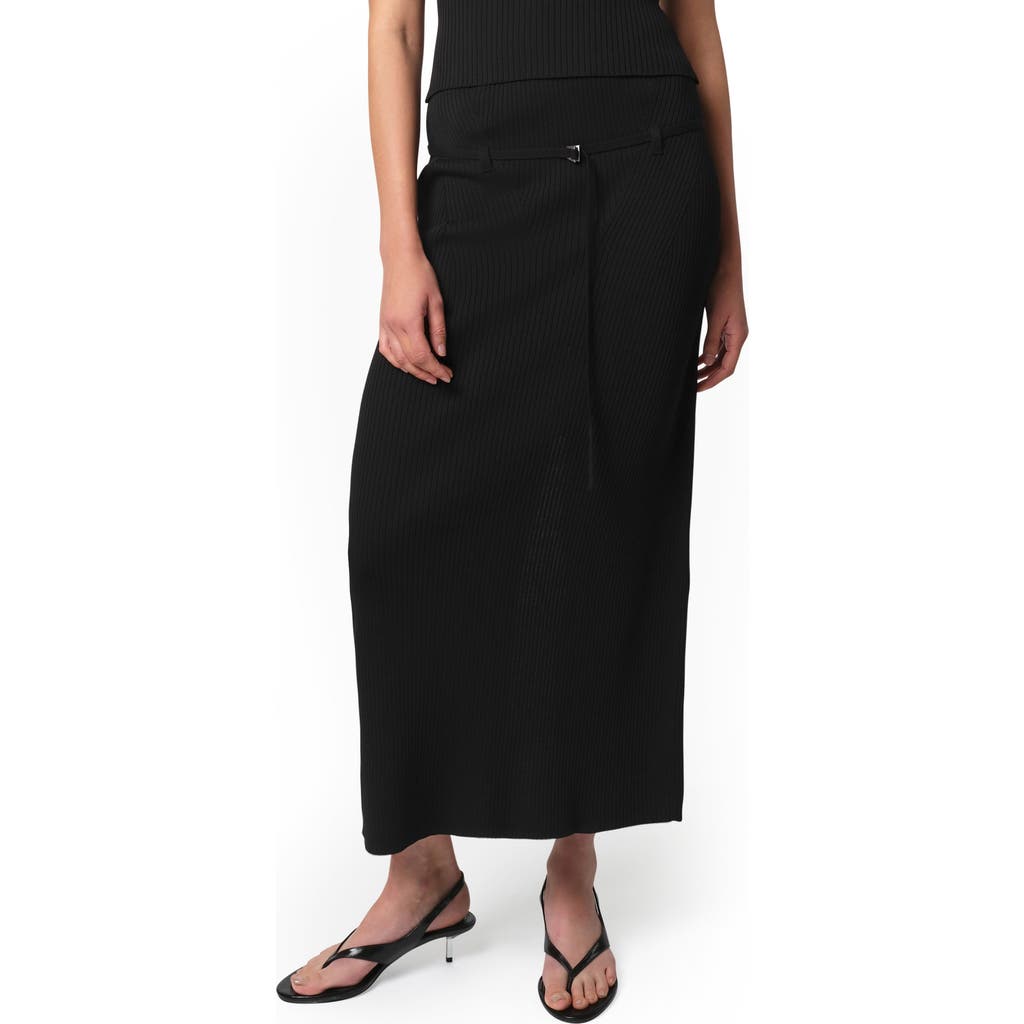 Apparis Judd Belted Rib Maxi Skirt In Noir