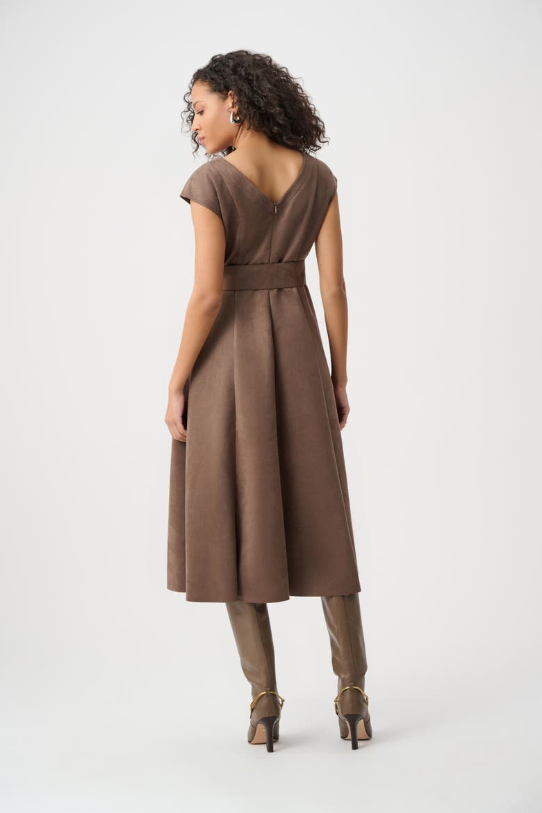 Scuba Suede Fit-and-Flare Dress, Alternate, color, Mink