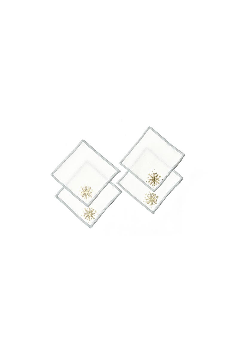 Gold Stars Cocktail Napkin Set of 4, Main, color, Yellow