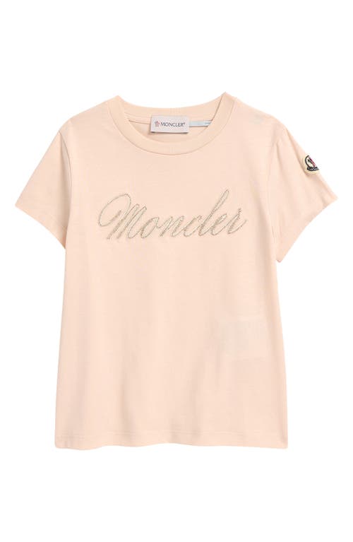 Moncler Kids' Rhinestone Embellished T-shirt In Light Pink