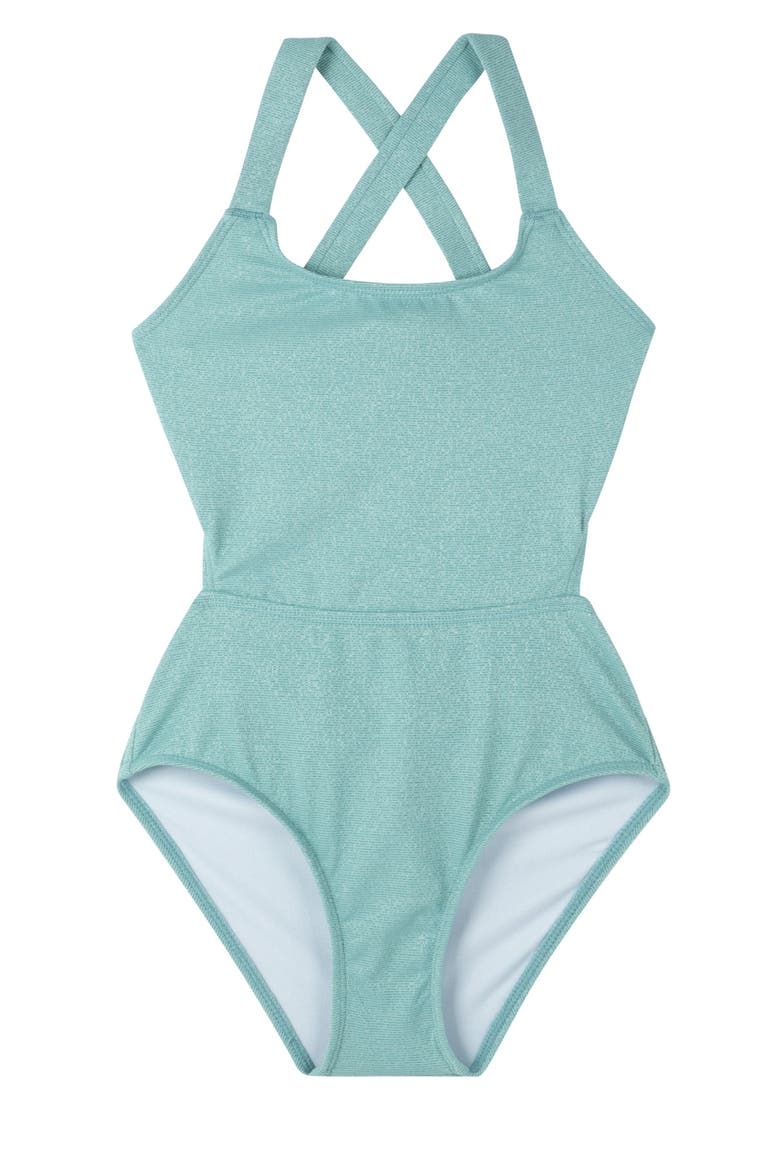 Sparkles Cut Out Cross Strap One Piece, Main, color, Turquoise