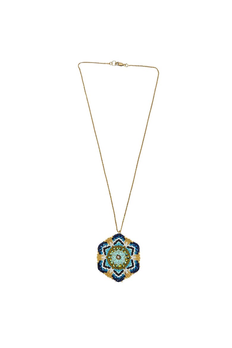 Mandala Small Dreamer Pendant Necklace, Main, color, Blue