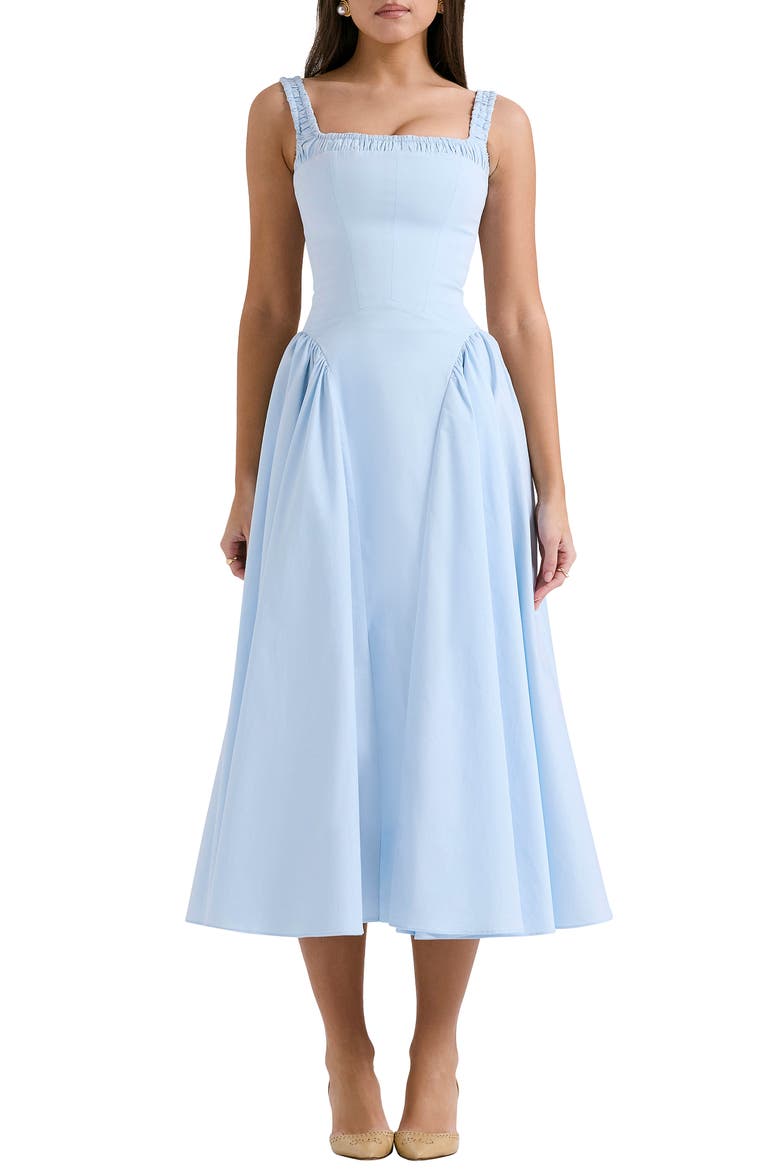 Dorothy B Pima Cotton Blend Cocktail Midi Dress, Main, color, NAN TUCKET BREEZE