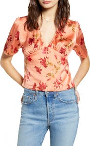 Leith Button-Up Satin Top