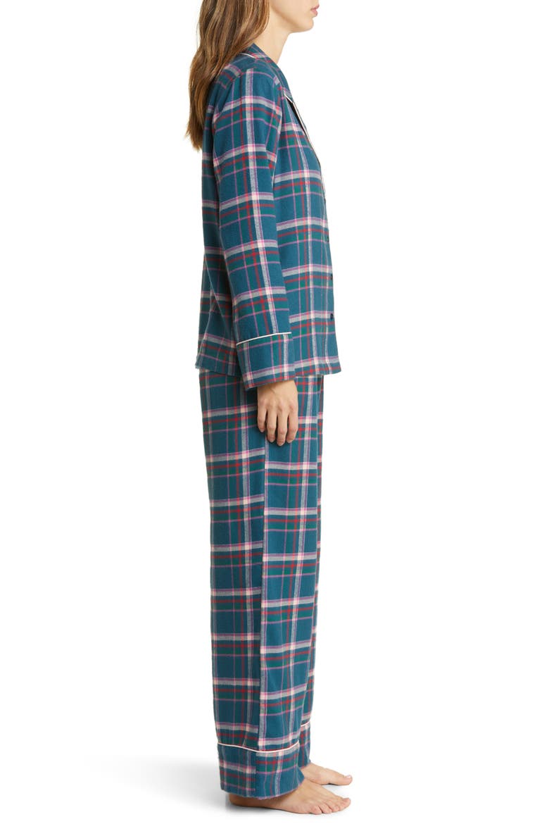 Cozy Chic Print Flannel Pajamas, Alternate, color, BLUE CERAMIC NINA PLAID