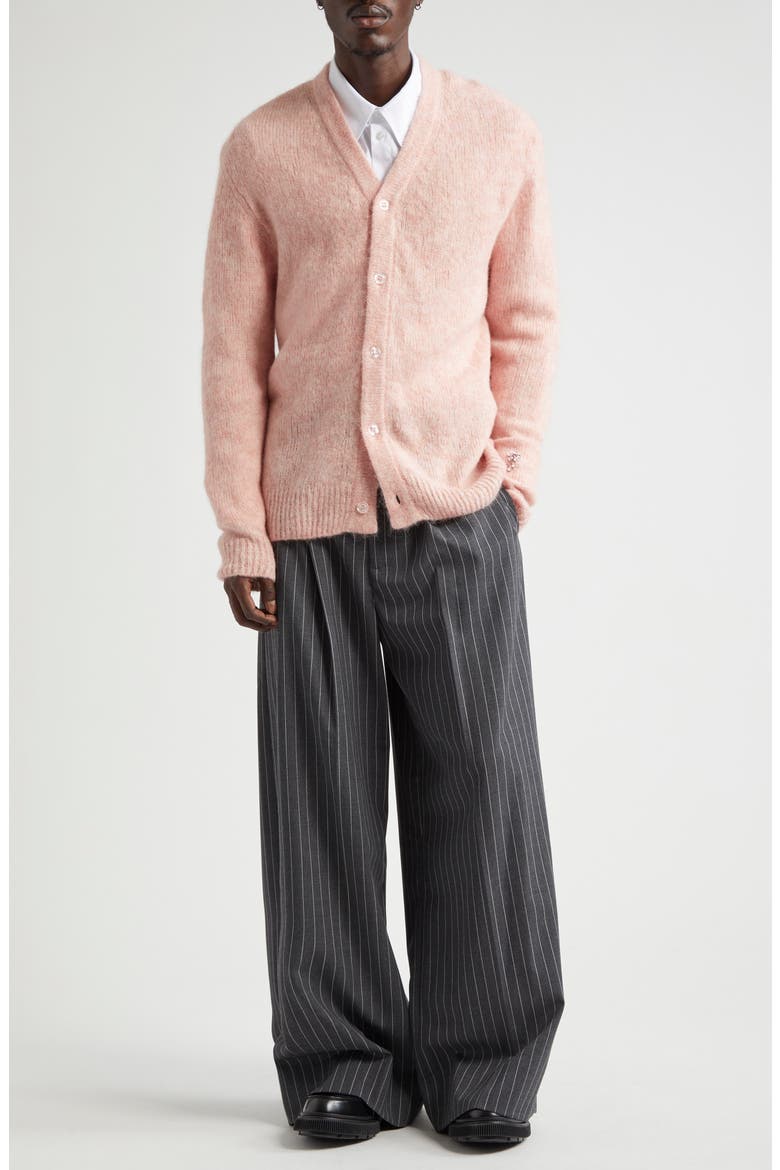 Wide Leg Pinstripe Trousers, Alternate, color, GREY