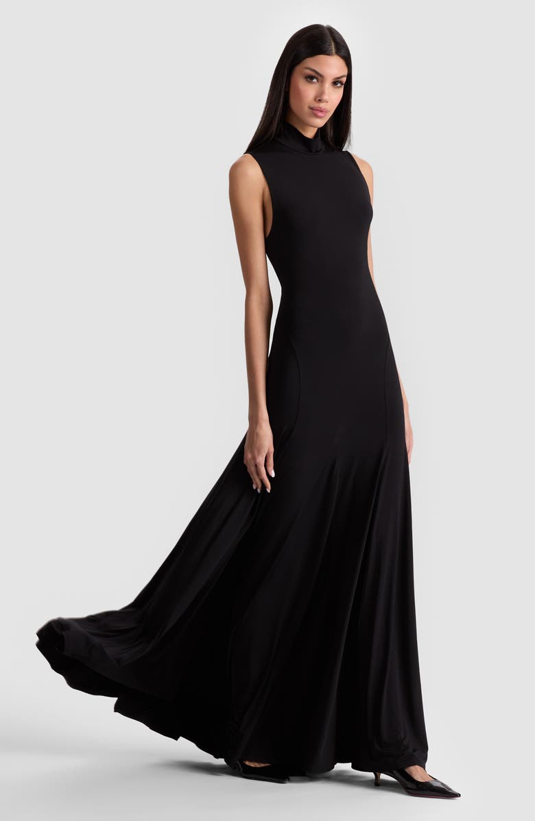 Alice + Olivia Augsta Sleeveless Turtleneck Maxi Dress, Alternate, color, Black