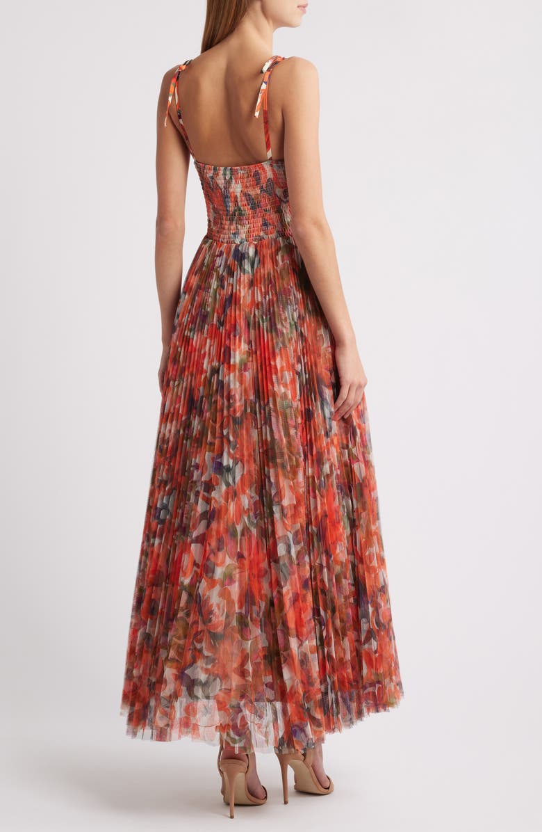 Hutch Smocked Tulle Gown, Alternate, color, Orange Painted Lush Tropical