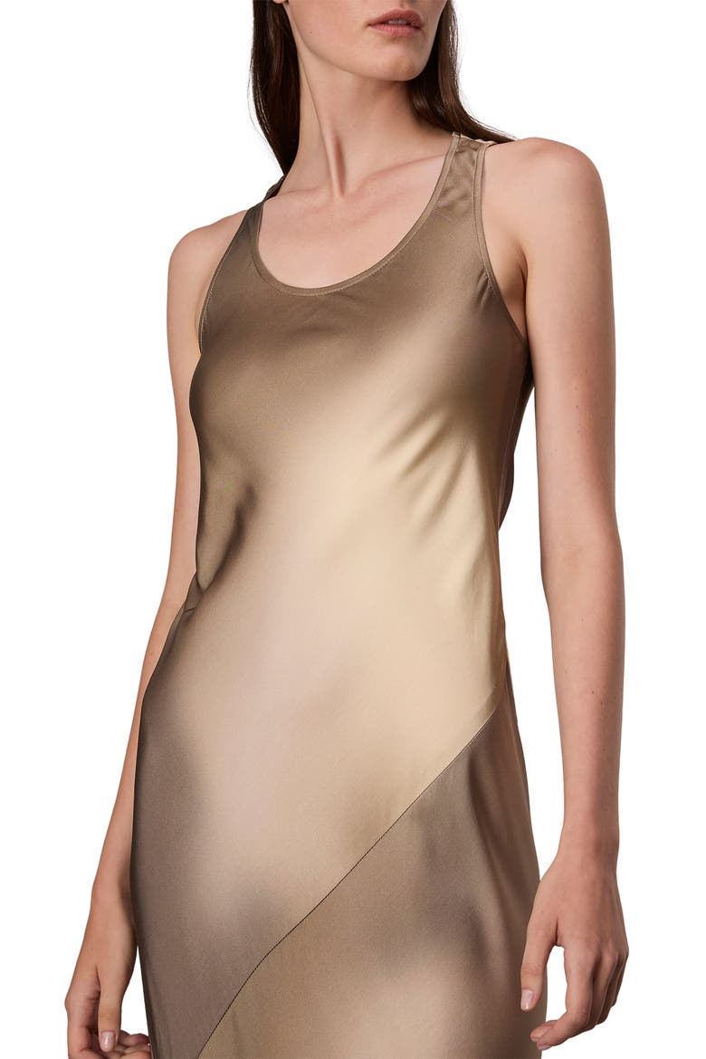 Bias Cut Ombré Satin Maxi Tank Dress, Alternate, color, BRWMULTI