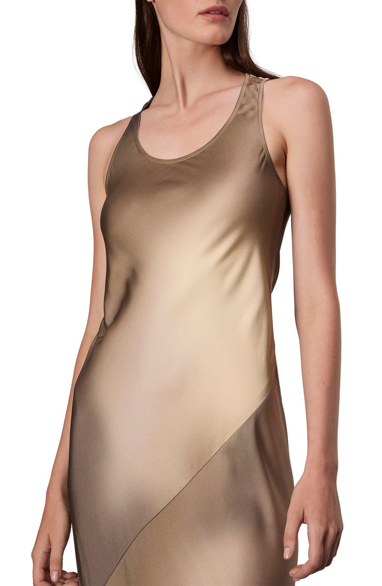 rag & bone Bias Cut Ombré Satin Maxi Tank Dress, Alternate, color, Brwmulti
