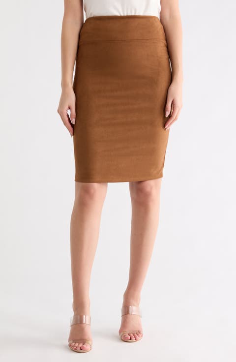 Faux Suede Pencil Skirt