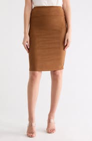 Renee C Faux Suede Pencil Skirt