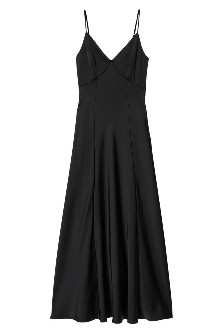 Irina Satin Maxi Slipdress, Alternate, color, BLACK