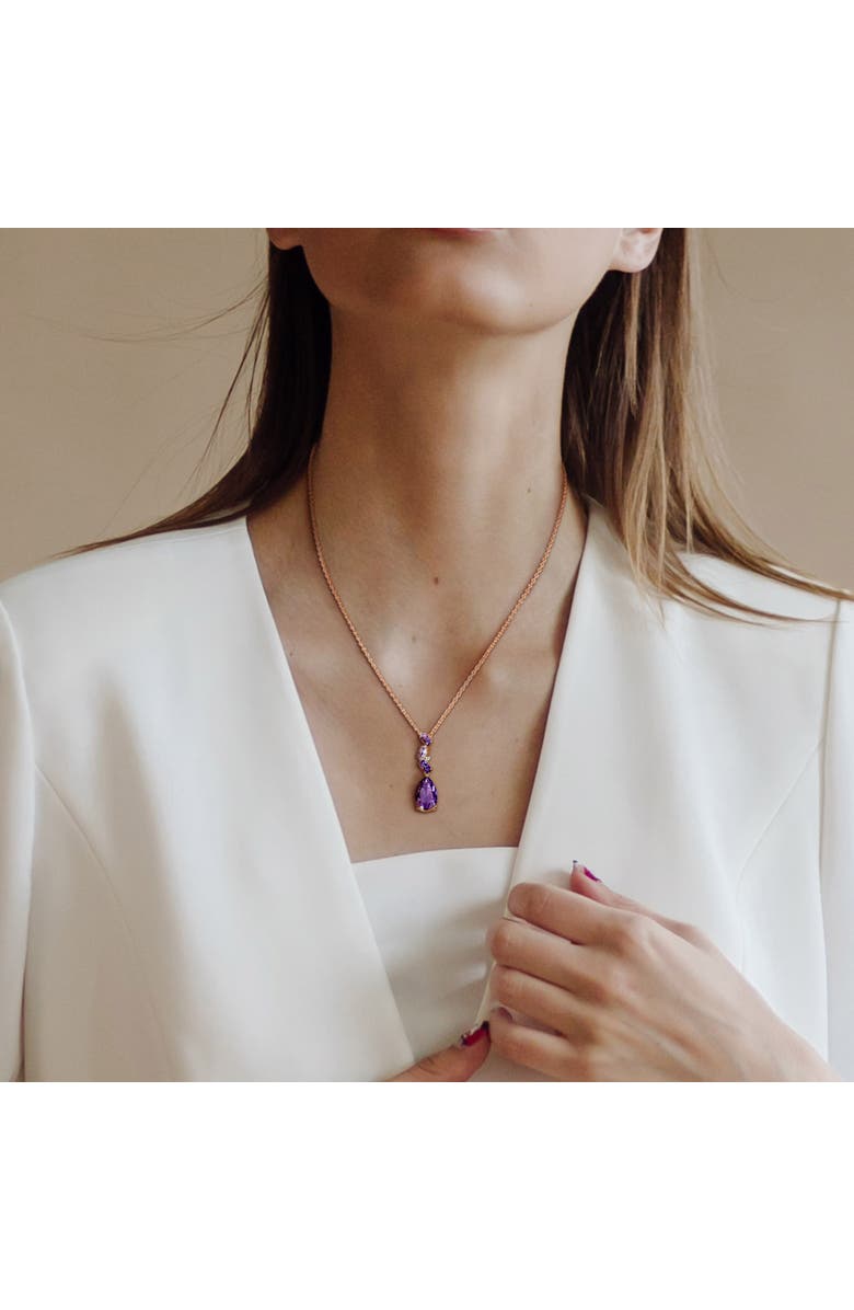Julianna B. Amethyst Diamond Cluster Pendant Necklace 10k, Alternate, color, Amethyst