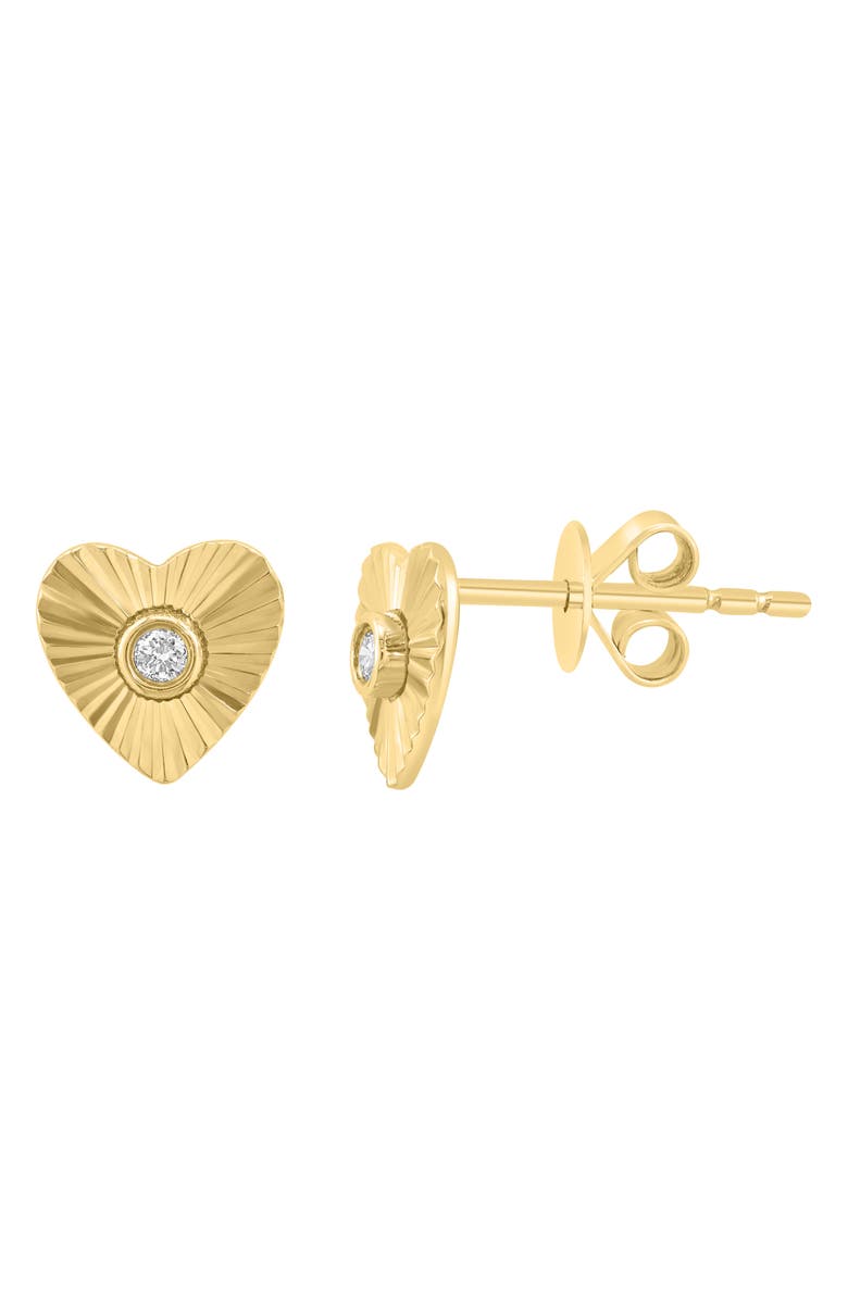 EFFY 14K Yellow Gold Diamond Heart Stud Earrings, Main, color, Yellow
