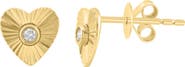 EFFY 14K Yellow Gold Diamond Heart Stud Earrings