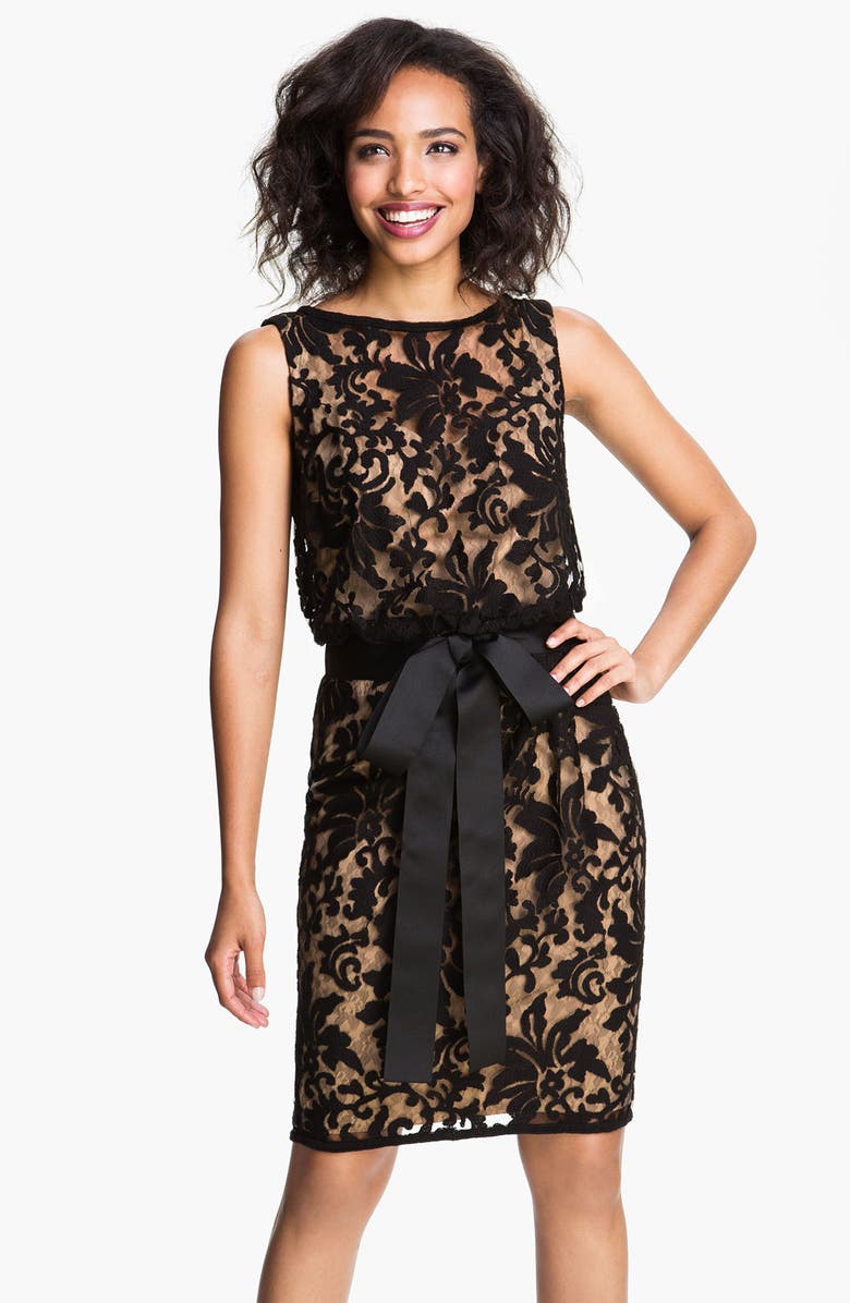 Tadashi Shoji Lace Overlay Ribbon Dress | Nordstrom Tadashi Shoji Lace Overlay Ribbon Dress | Nordstrom