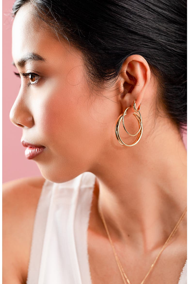 14K Gold Carved Hoop Earrings (Nordstrom Exclusive), Alternate, color, 14KY