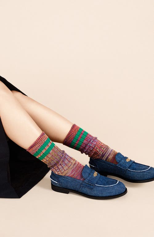 Hansel From Basel Cosmic Space Dye Varsity Crew Socks In Emerald