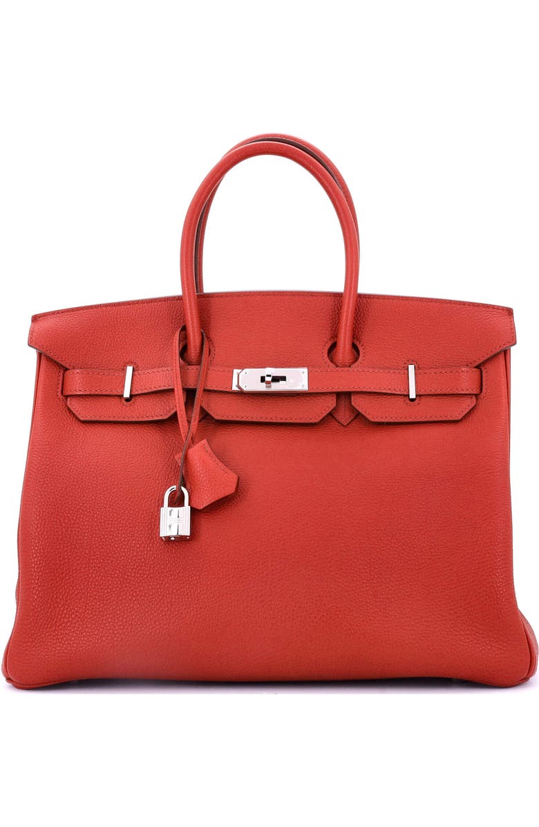 Pre-Owned Hermes Birkin Handbag Red Togo with Palladium Hardware 35, Main, color, Rouge Vif