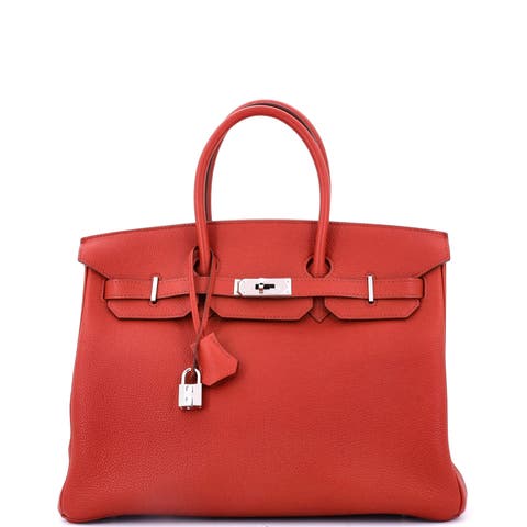 Birkin Handbag Red Togo with Palladium Hardware 35