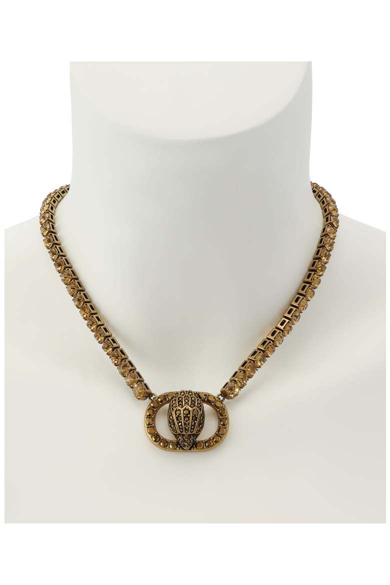 Chelsea Eagle Head Tennis Necklace, Alternate, color, BRASS