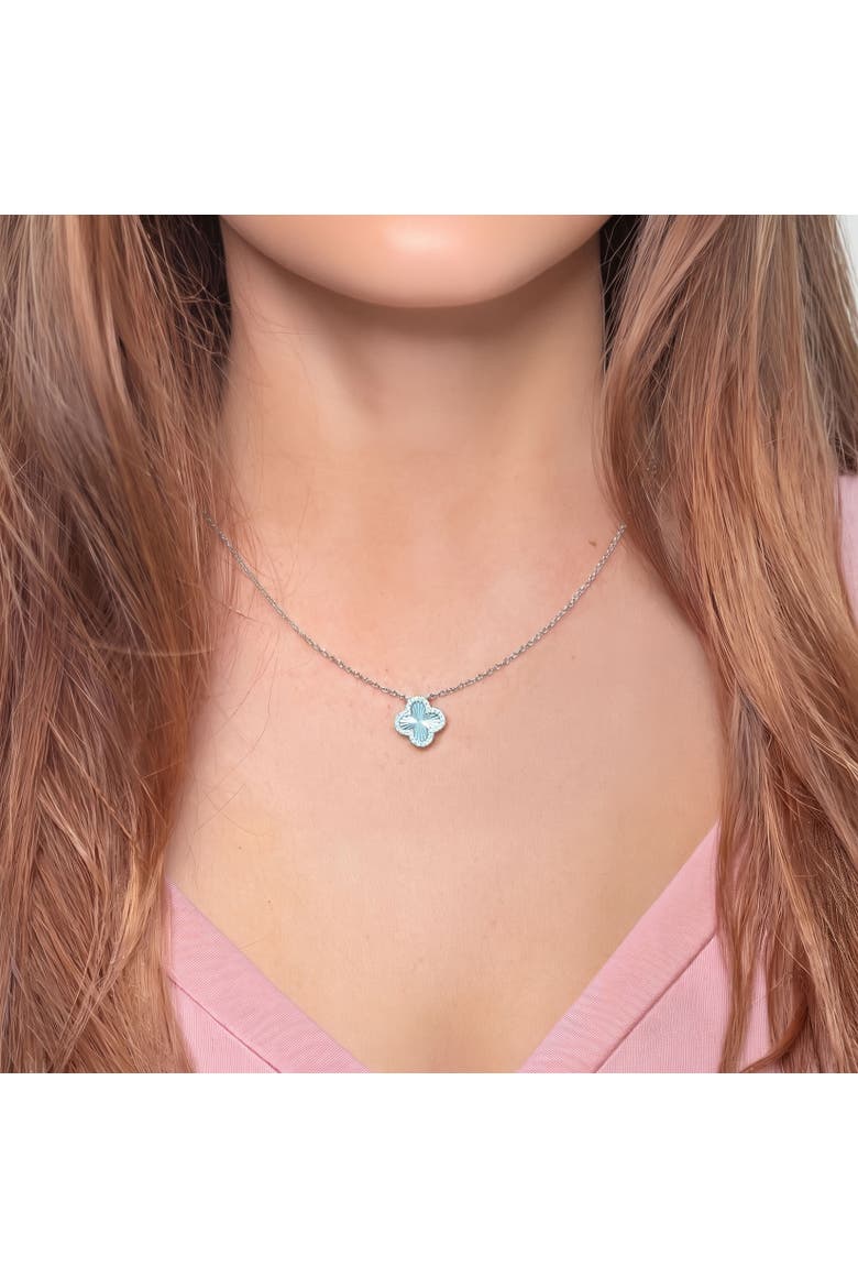 Fluted Gold Diamond Single Clover Necklace, Alternate, color, White Gold