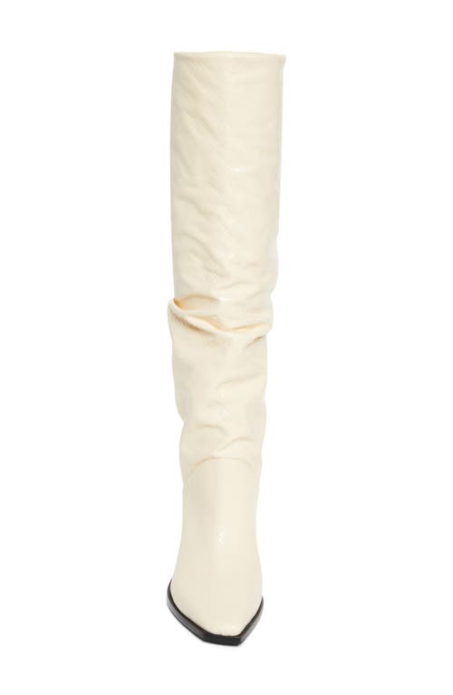 Jimmy Choo Hart Snakeskin Embossed Knee High Boot In White