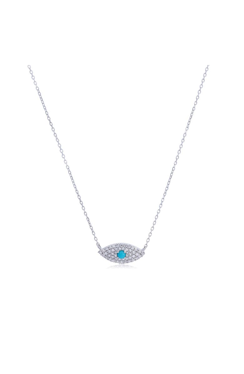 The Lovery Fine Jewelry Turquoise Diamond Evil Eye Necklace, Main, color, Turquoise