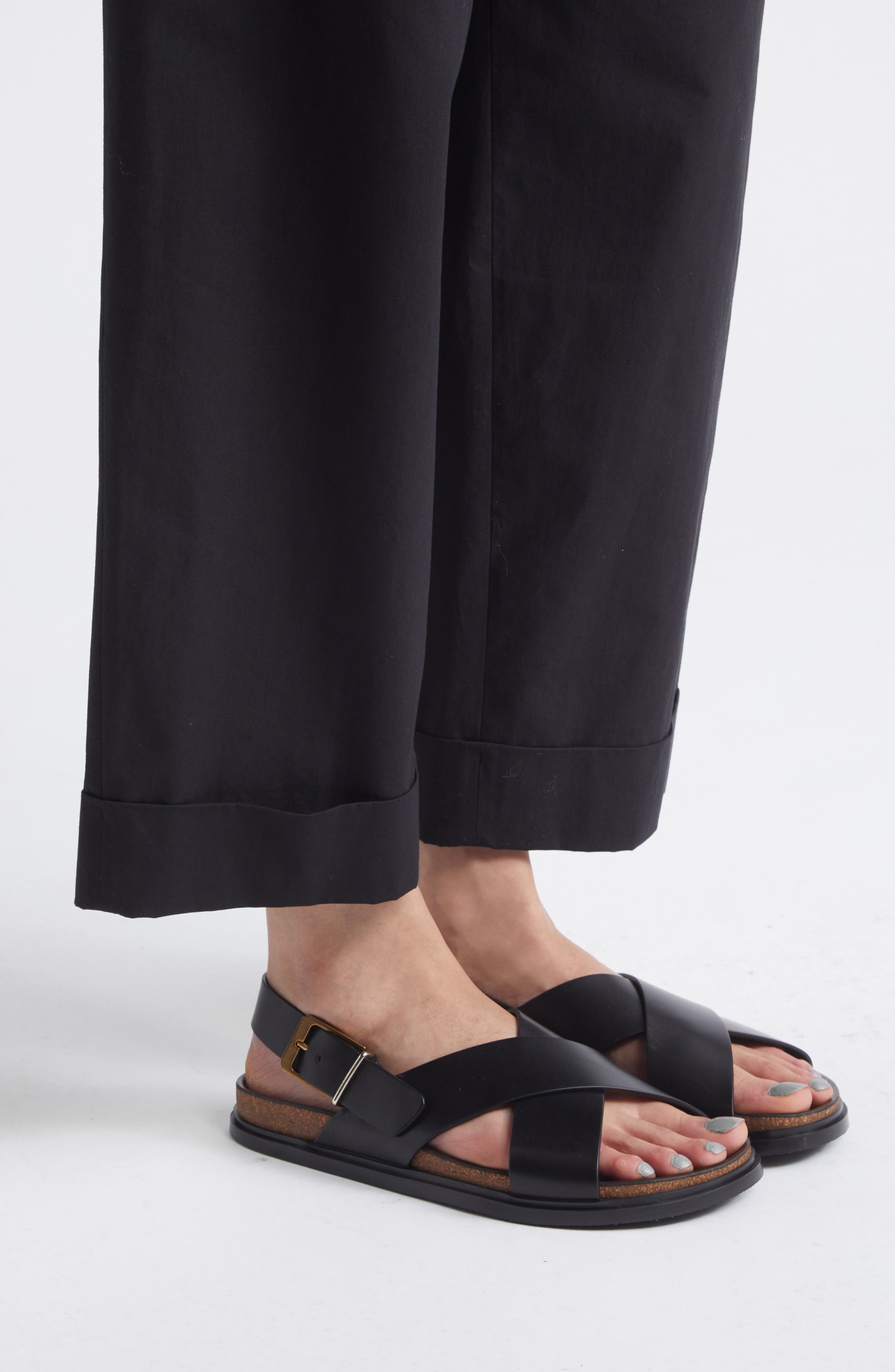 The Row Buckle Crisscross Sandal, Alternate, color, Black
