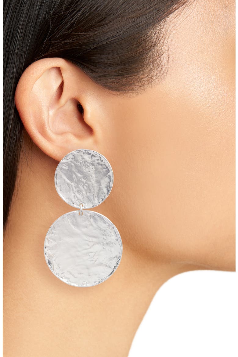 Aimee Large Disc Clip Earrings, Alternate, color, SILVER