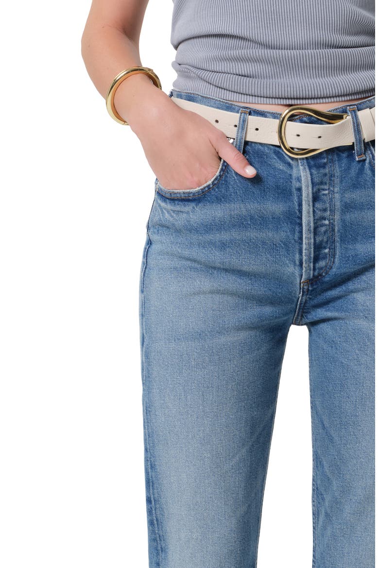 Blaine High Waist Ankle Straight Leg Jeans, Alternate, color, ALMA INDIGO