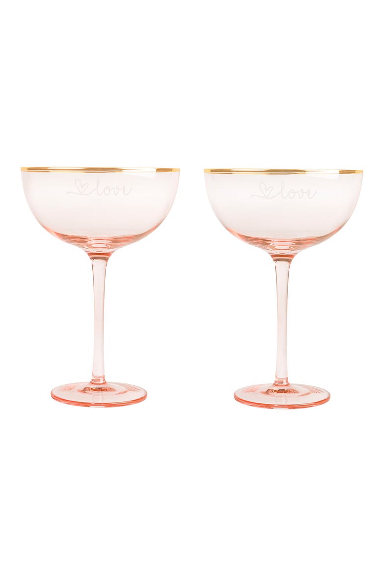 Love Set of 2 Champagne Coupes, Main, color, BLUSH