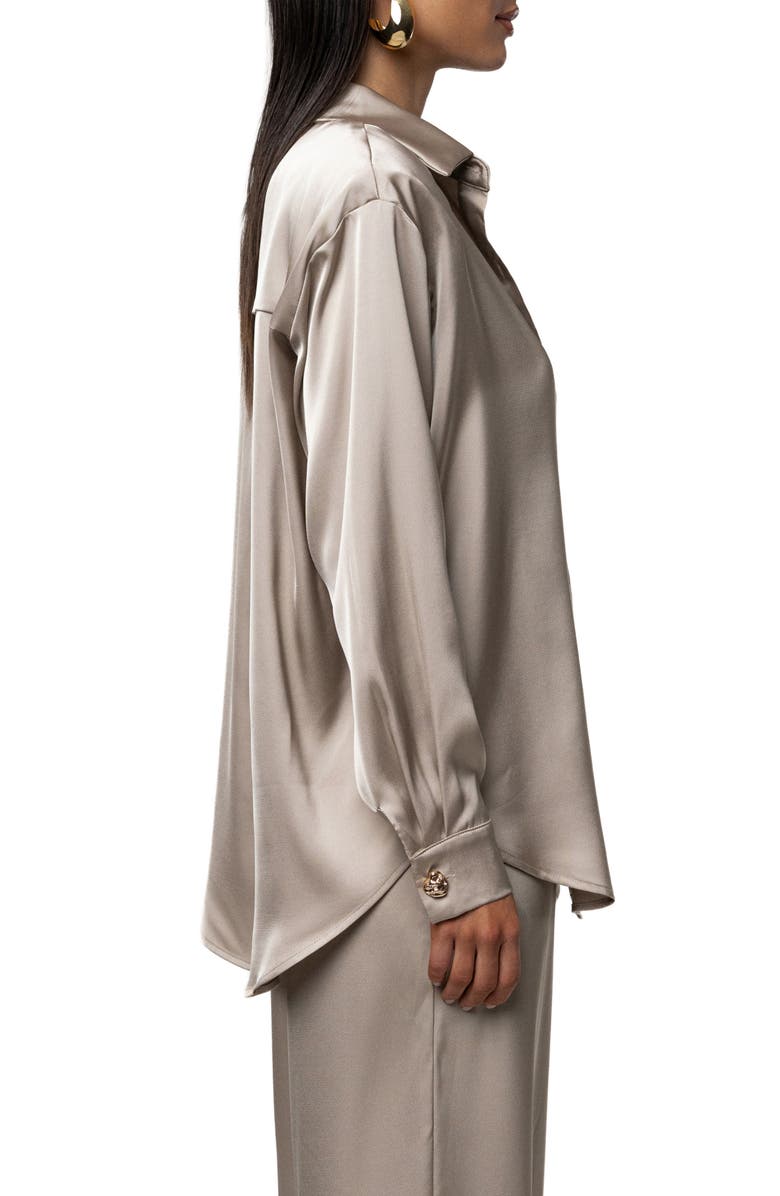 JLUXLABEL Island Ease Satin Shirt, Alternate, color, Beige