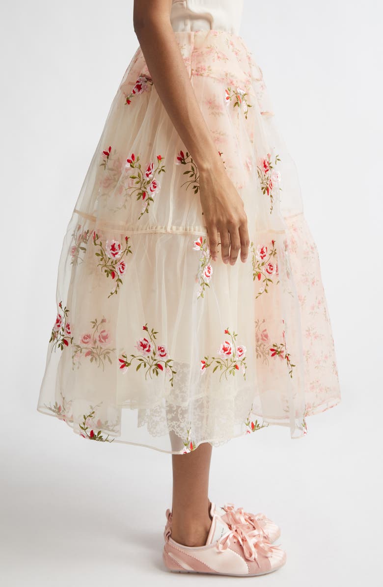 Simone Rocha Patchwork Floral Sheer Organza Midi Skirt, Alternate, color, Beige Patchwork/ Taupe