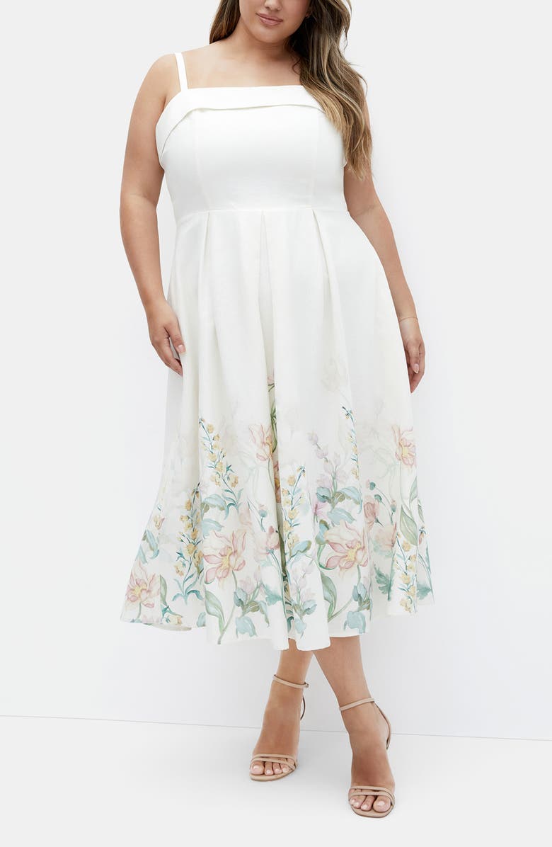 City Chic Fleur Linen Blend Sundress, Alternate, color, Romantic Garden