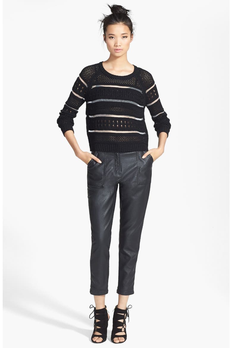 High Rise Tapered Faux Leather Trousers (Nordstrom Exclusive), Alternate, color, BLACK