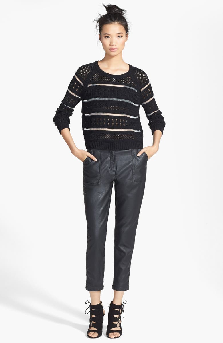 Topshop High Rise Tapered Faux Leather Trousers, Alternate, color, 