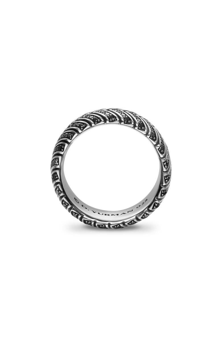 David Yurman Men's Chevron Band Ring in Sterling Silver with Black Diamonds, 8mm, Alternate, color, Silver Pave
