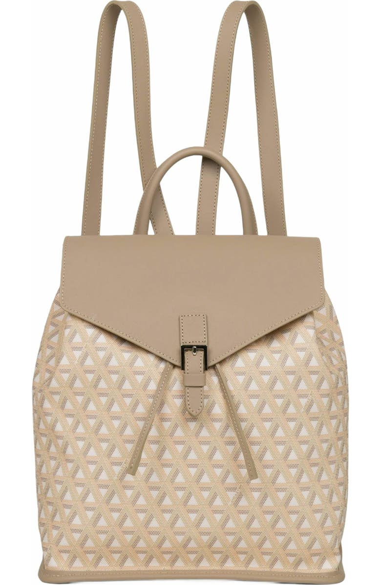 Lancaster Backpack with Flap and Snap Closure Ikon, Main, color, Beige