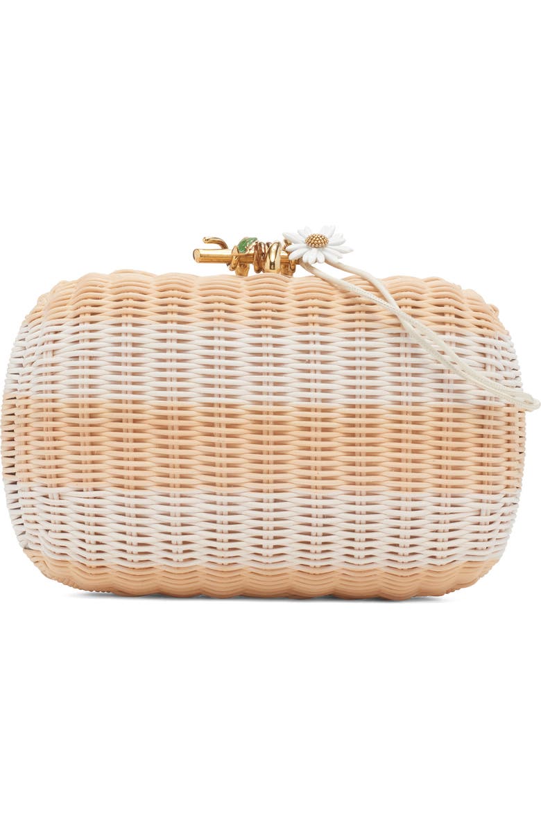 Bottega Veneta Knot Stripe Wicker Clutch Bag, Main, color, 8578 Str. Nat/ Daisy Fl-Mb