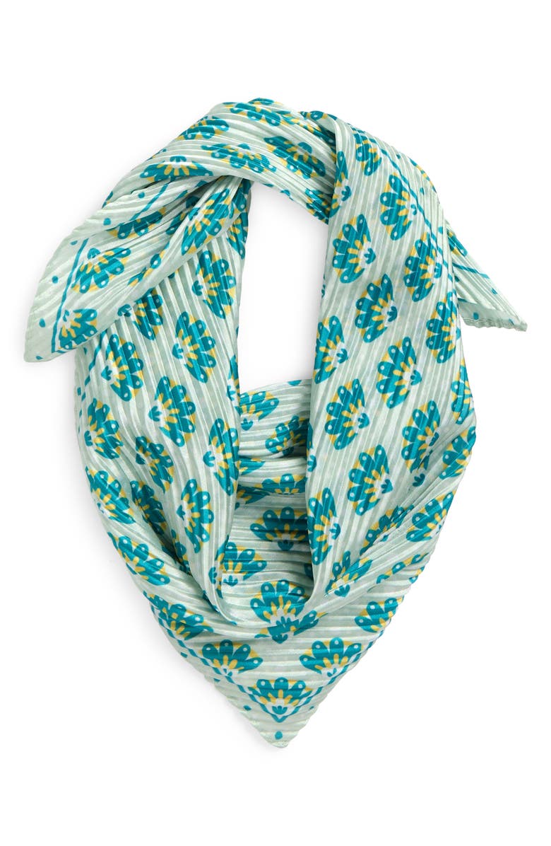 Treasure & Bond Pleated Satin Scarf, Alternate, color, Green Abstract Fan