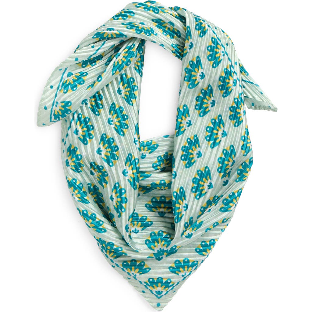 Treasure & Bond Pleated Satin Scarf In Green Abstract Fan