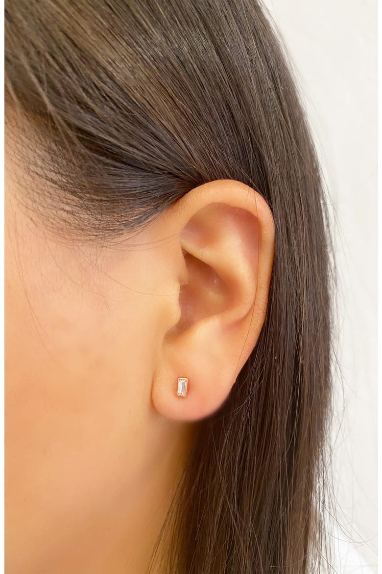 Baguette Diamond Stud Earrings, Alternate, color, ROSE GOLD