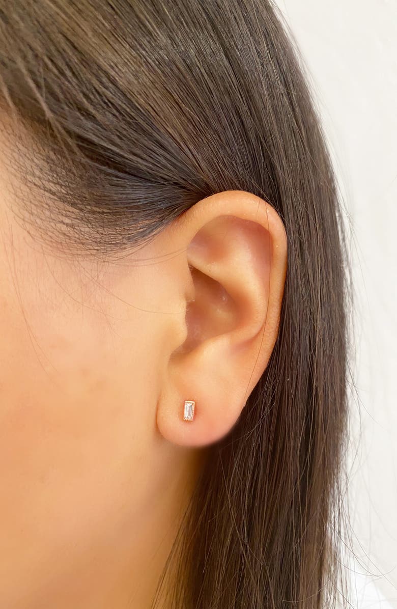 Sethi Couture Baguette Diamond Stud Earrings, Alternate, color, Rose Gold