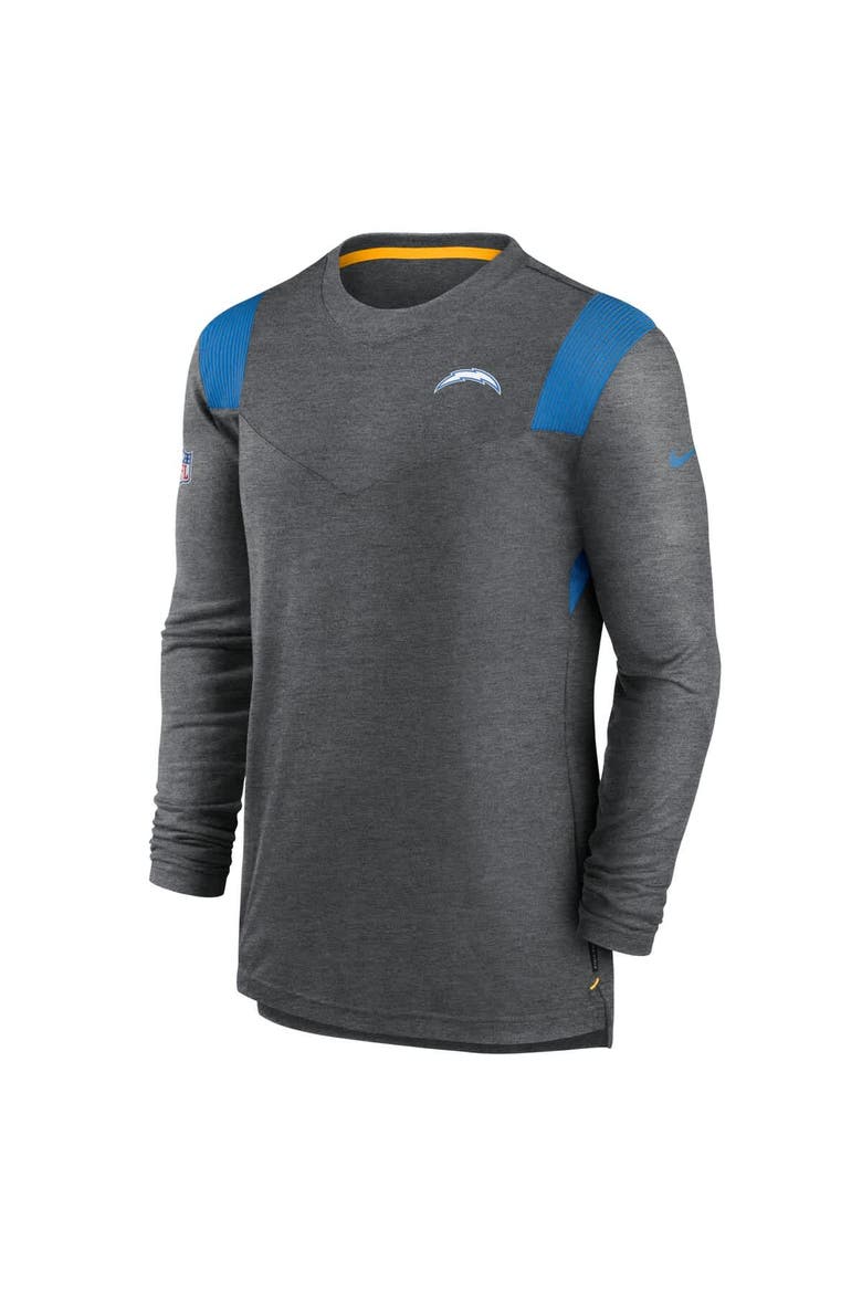 Men's Nike Charcoal Los Angeles Chargers Sideline Tonal Logo Performance Player Long Sleeve T-Shirt, Alternate, color, Charcoal