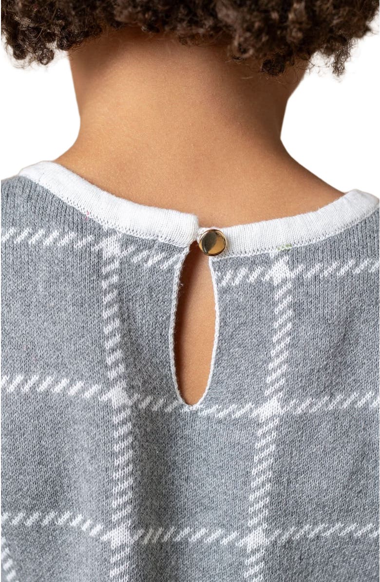 Hope & Henry Girls' Organic Bow Sweater Dress, Toddler, Alternate, color, Dark Gray Windowpane