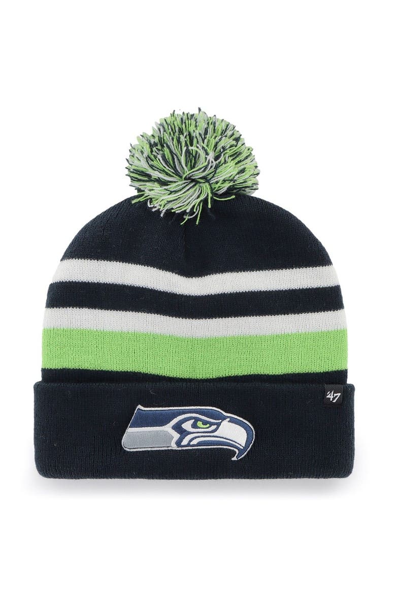 '47 Men's '47 College Navy Seattle Seahawks State Line Cuffed Knit Hat with Pom, Main, color, Navy
