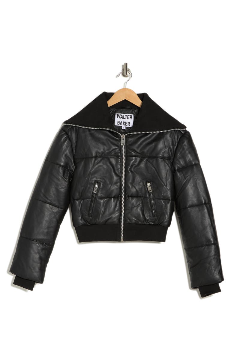 Walter Baker Laylah Leather Crop Puffer Jacket, Alternate, color, 